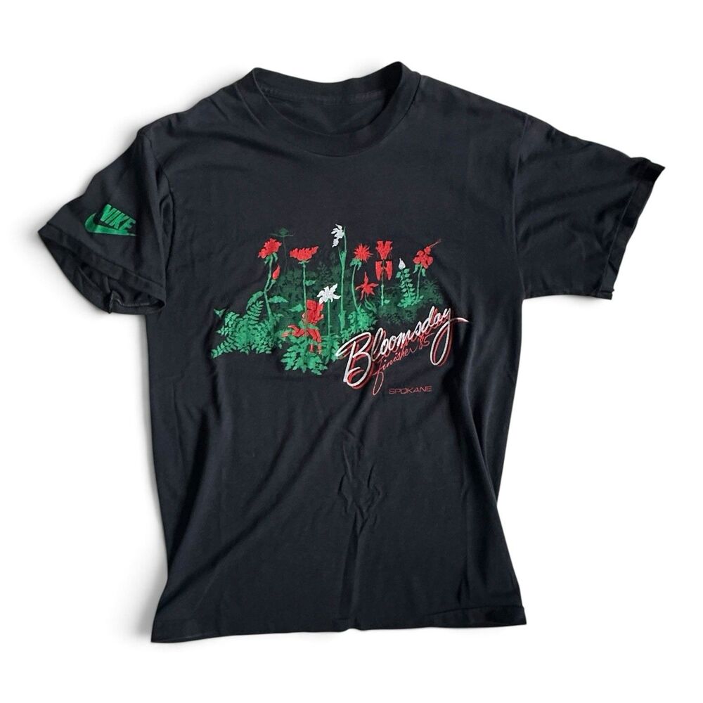 Vintage NIKE 1985 Bloomsday Run Finisher Small, Single-Stitch, Thin, Black, Fade